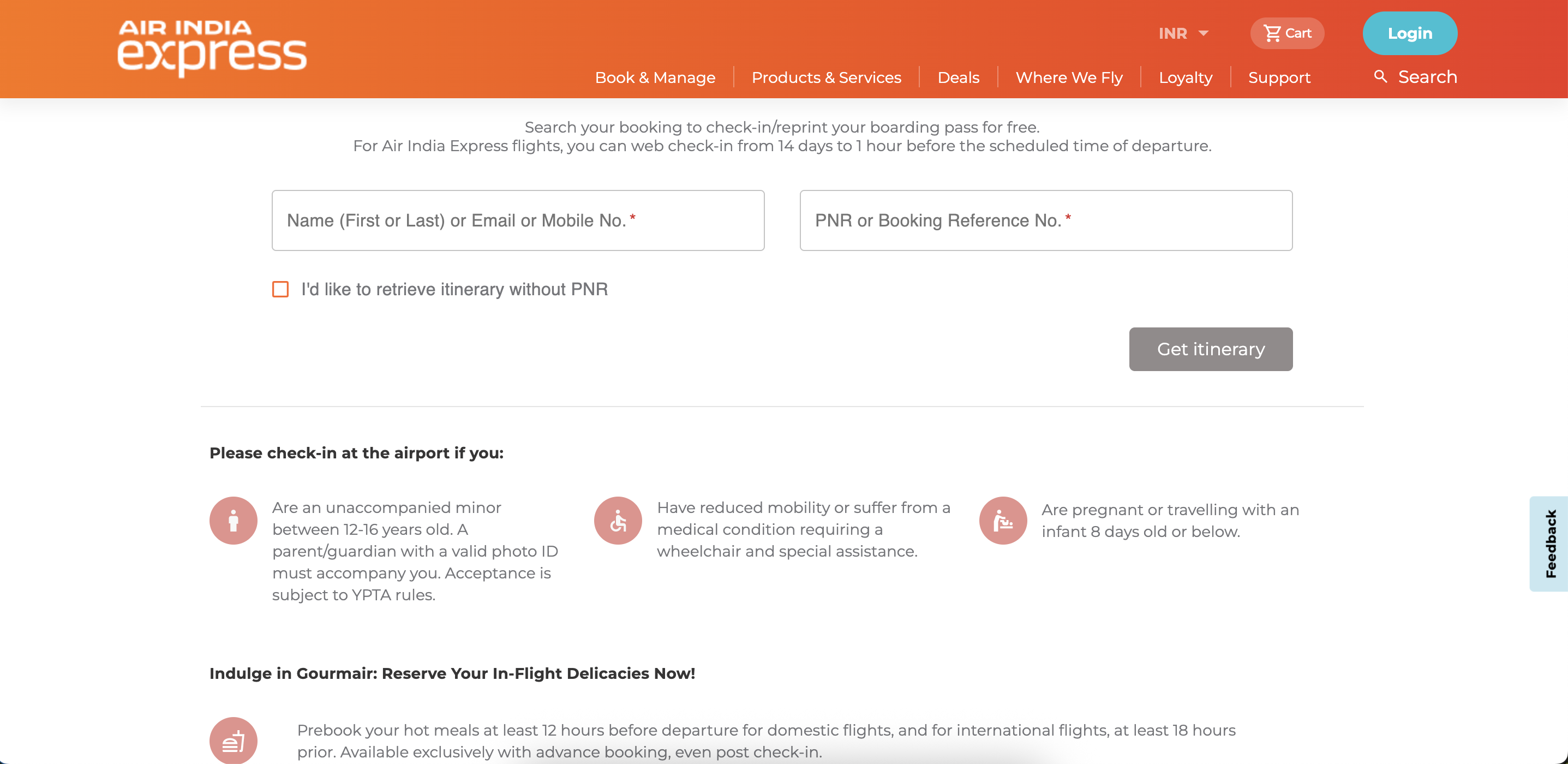 Air India Express Web Check-in Form